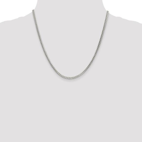 3.4mm Sterling Silver D/C Solid Square Franco Chain Necklace, 20 Inch - Picture 3 of 8